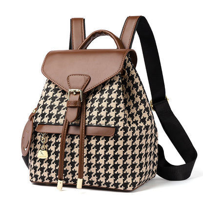 Houndstooth Backpack for Women – High Capacity Travel Bag for Girls