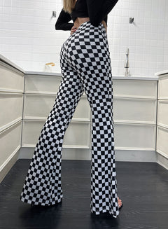 Bold Moves Flared Checkerboard Pants