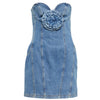 Primrose Floral Appliqué Denim Mini Dress