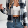 Chic Elegant Plaid Long Sleeve Coat