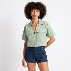 Understated Collared V-neck Top