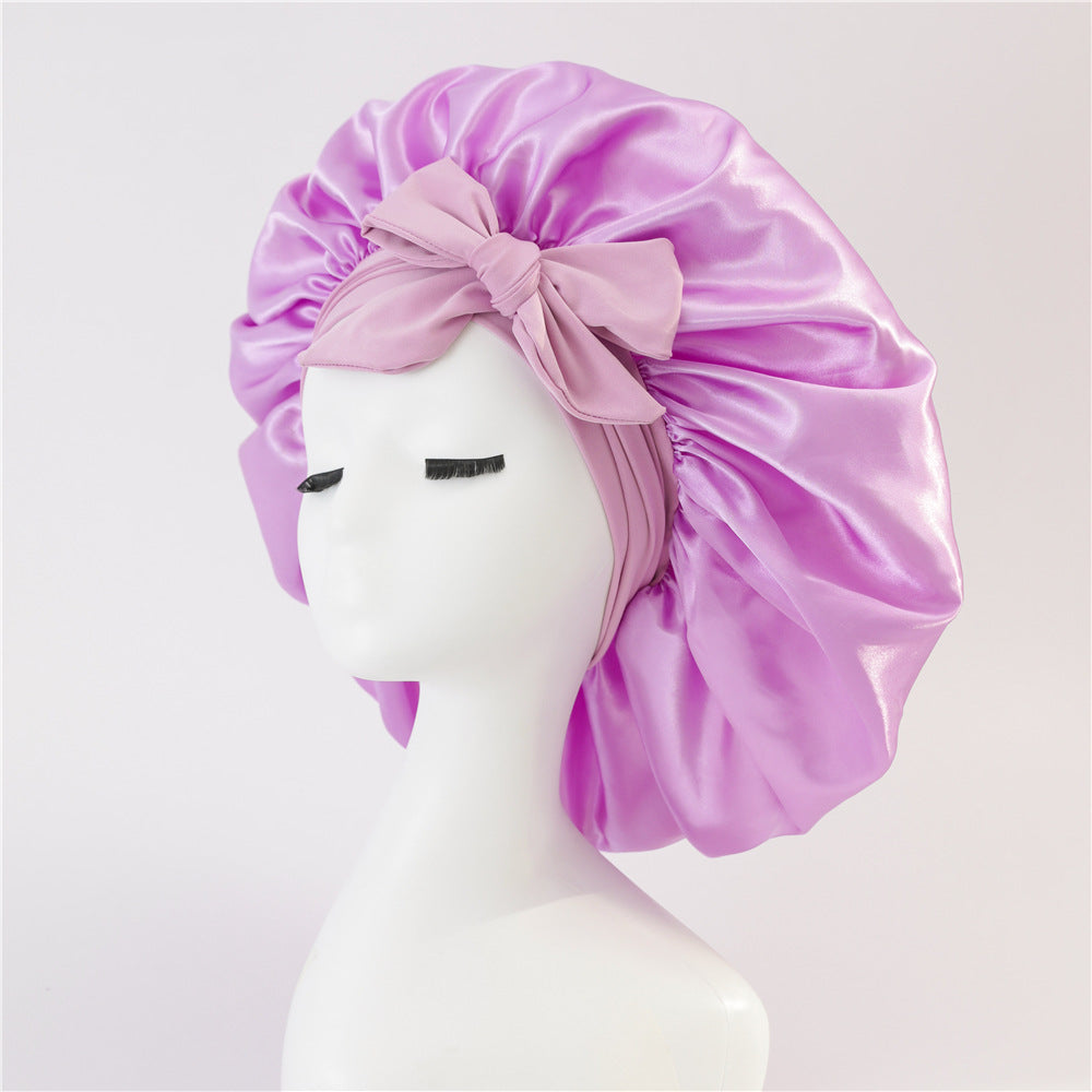 Luxury Silk Satin Bonnet for Women – Night Sleep Cap with Tie Band for Curly Hair