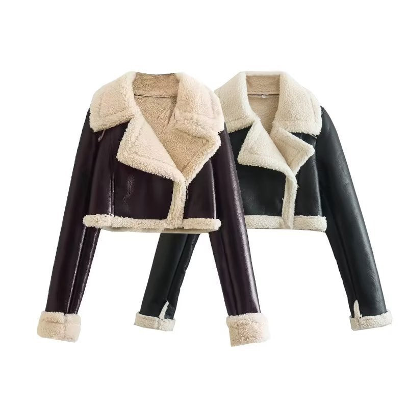 Charlie  Zipper Fur Cropped Jacket