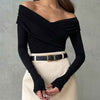 Off-Shoulder Ruched Long Sleeve Bodysuit