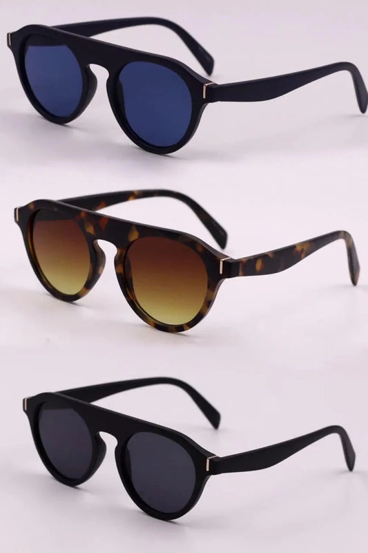 3 - Piece Round Polycarbonate Full Rim Sunglasses - Lustreve