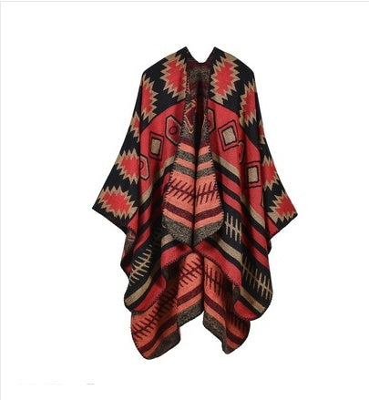 Geometric Puzzle Cloak Shawl – Cozy Cashmere Blend Scarf for Women