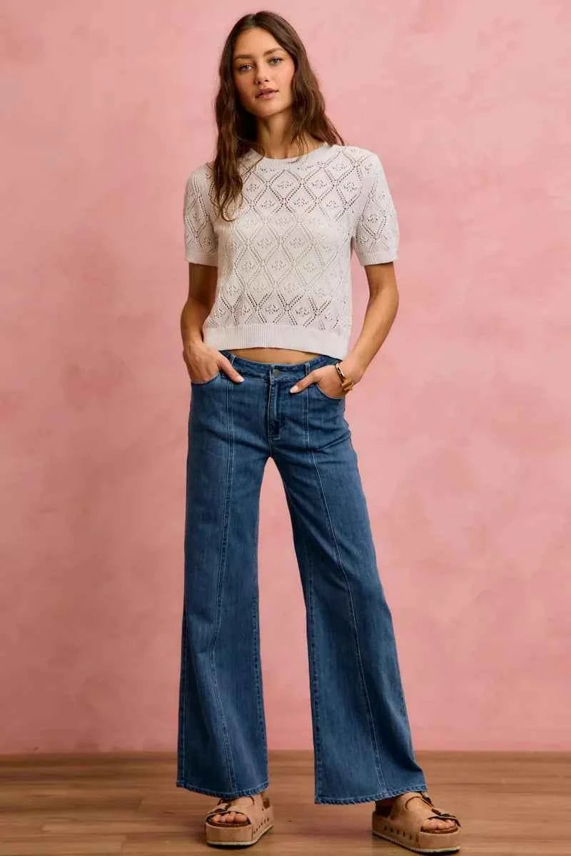 SO ME Seam Detail Mid Rise Stretch Denim Jeans