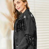 Fringe Detail Long Sleeve Denim Jacket