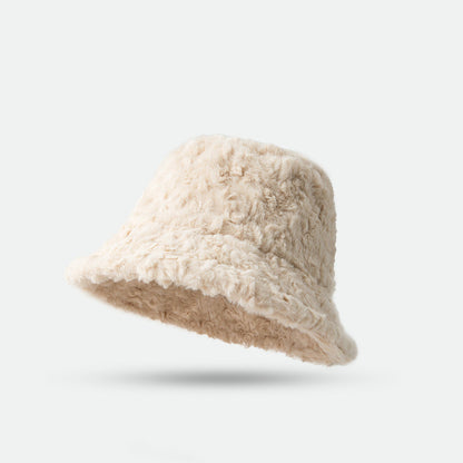 Lambswool Fisherman Hat – Winter Warm Solid Color Bucket Hat for Women