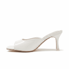 Ivory Luxe Mule Open Toe Heels