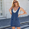 Casual Denim Overall Dress with Pockets – Chic Summer Mid-Length Sling Dress