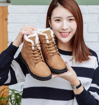 Women's Winter Snow Boots – Large Size Flat Cotton Shoes with Plush Lining