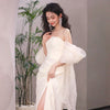 Milky White Tube Top Long Wedding Dress