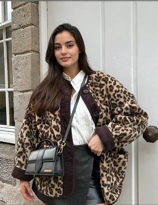 Winter Leopard Print Casual Loose Jacket