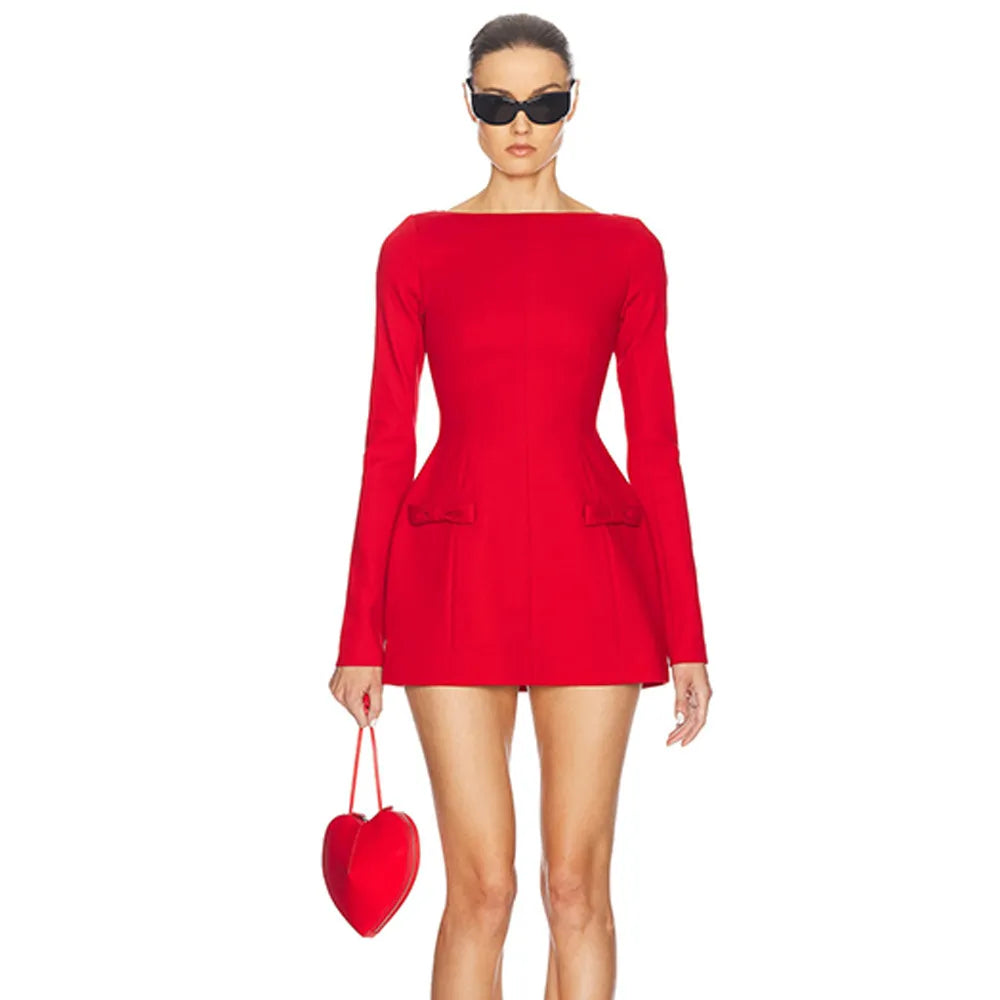 Anastasia A-Linien-Samtkleid mit Schleife