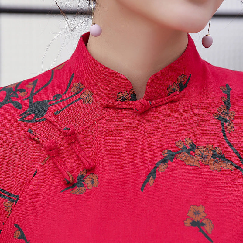 Dragon Grace Linen Cheongsam