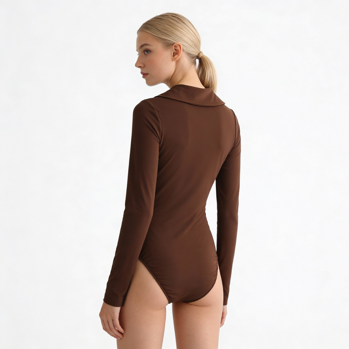 Chemise une pièce slim à col en V pour femme