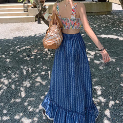 Hannah Floral Ruffle  Maxi Skirt