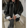 South Korea Chic Retro  Motorcycle Leather Coat