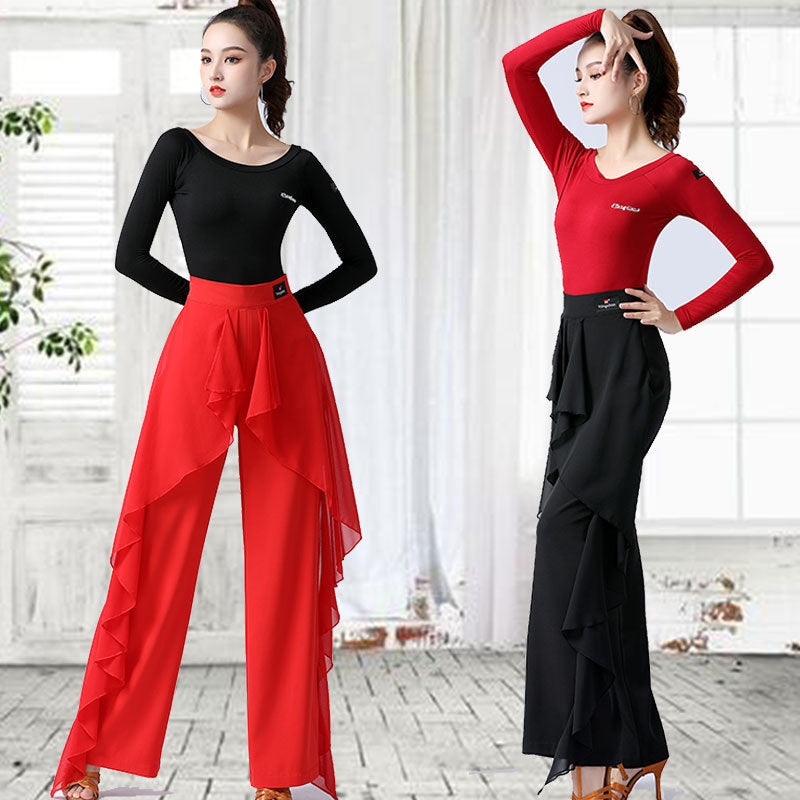Bold Steps Ruffle Wide-Leg Chiffon Pants