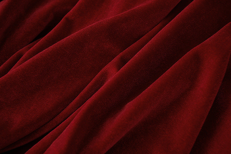 Scarlet Reverie Bubble Sleeve Velvet Dress