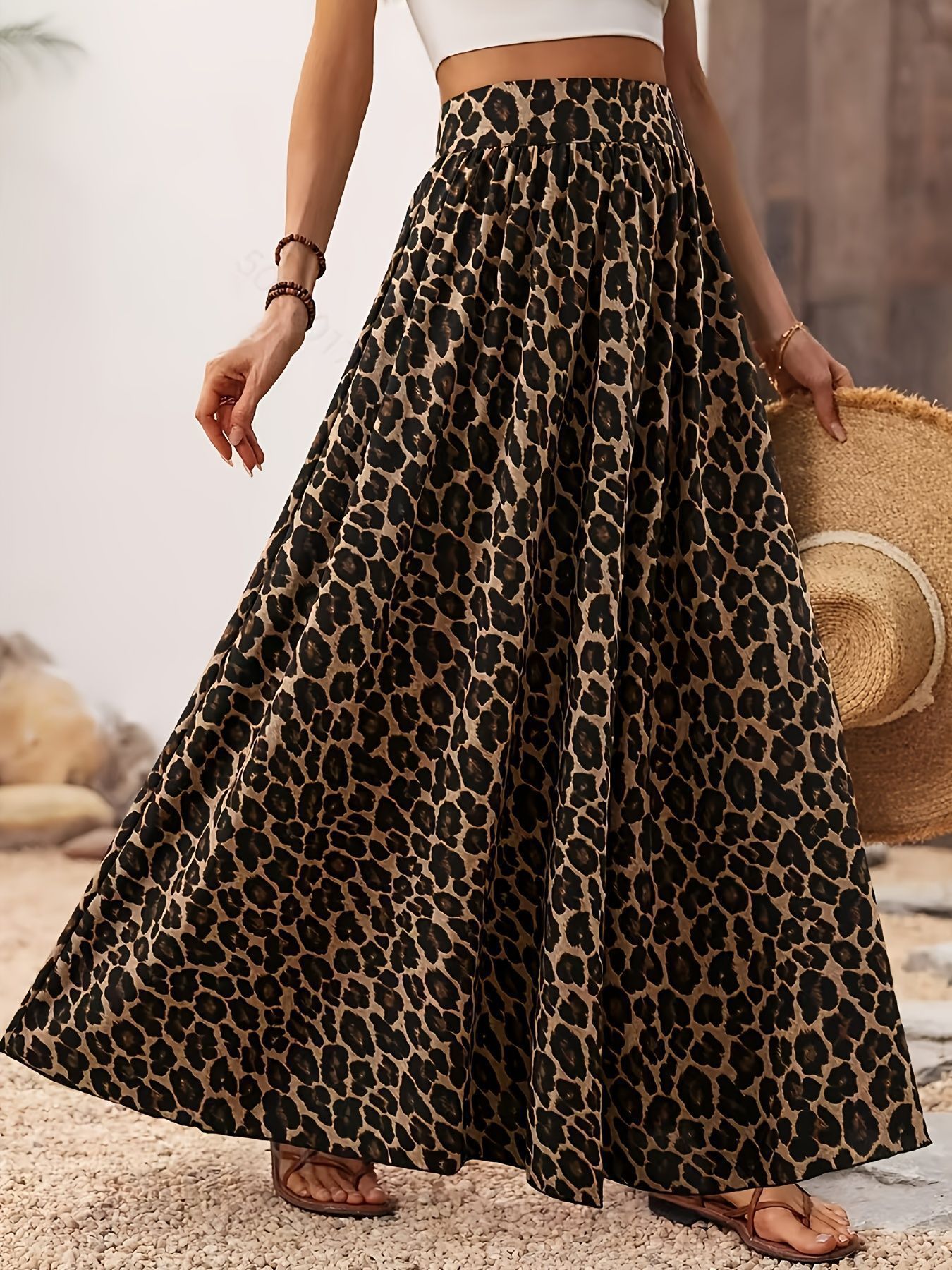 Khally Leopard Print Maxi Skirt