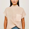Mock Neck Sweater Vest with Chest Pocket