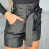 Strap Slim Fit Pu Shorts