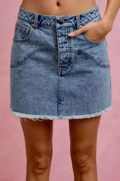 Bubblegum Washed Blues Denim Miniskirt