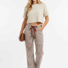 BiBi Drawstring Striped Twill Barrel Pants