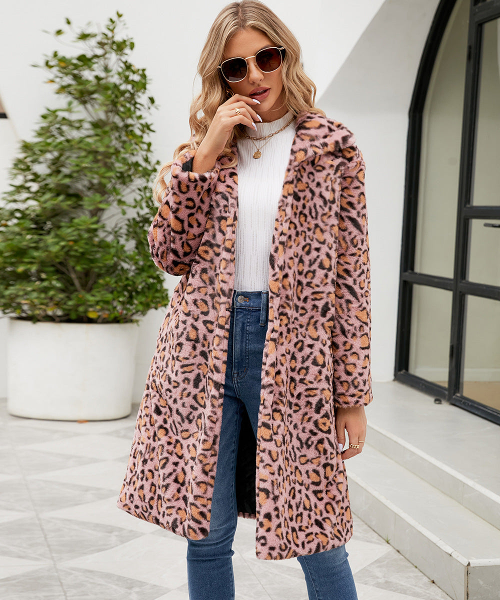 Foxy  Leopard Print Imitation Fur  Coat