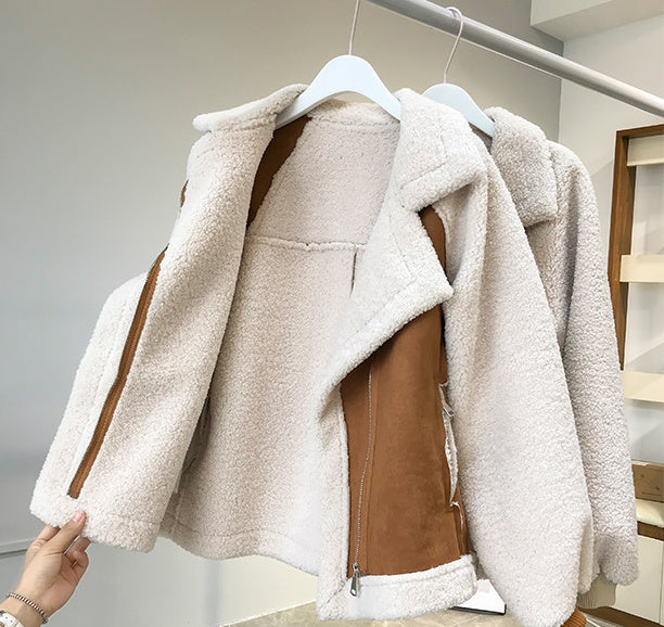 Carly Lambswool Motorcycle Coat