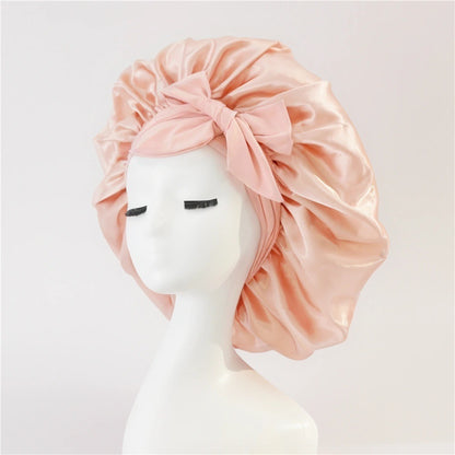 Luxury Silk Satin Bonnet for Women – Night Sleep Cap with Tie Band for Curly Hair