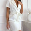 Short Sleeve Tie Waist Mini Dress