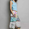 POL Printed Patchwork Wide Leg Pants with Adjustable Side Drawstring
