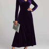 V-Neck Long Sleeve Velvet Dress