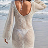 Crochet Backless Beach Cover-Up Dress