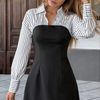 Boardroom Babe Aurelia Shirt-Sleeve Tube Mini Dress