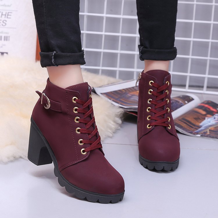 Women's Cross Strappy Martin Boots – Stylish Ankle Booties with Lace-Up Design