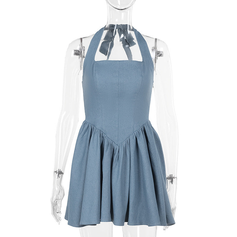 Robe en jean taille haute dos nu Helia Daze