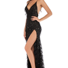 Paillettenkleid mit Fransen und hohem Beinausschnitt, Modell Midnight Sway