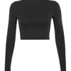 Trendy Long-Sleeve Crop Top – Casual & Chic Basic Tee for Women