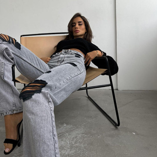 Bad Intentions Distressed Straight-Leg Jeans