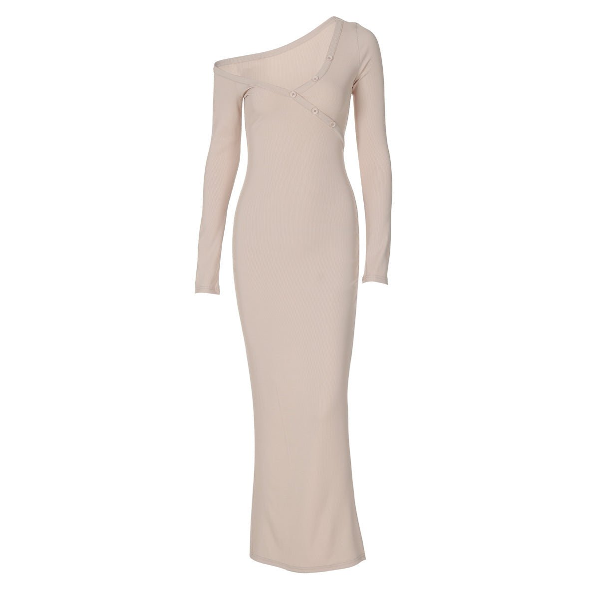 After Midnight Slant-Shoulder Maxi Dress