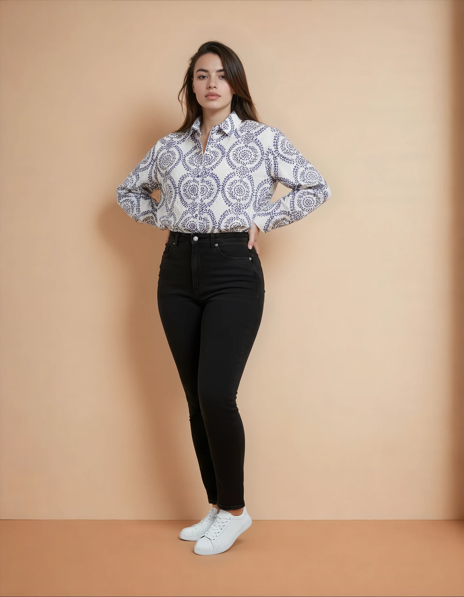 Ocean Embroidered Button-Up - Blue