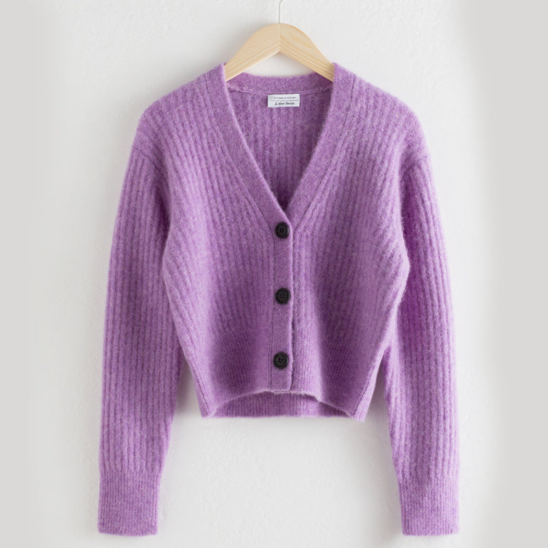 Veste cardigan en laine taille haute amincissante à col en V