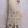 POL Floral Crochet Ruffled Waistband Maxi Skirt with Granny Square Weave