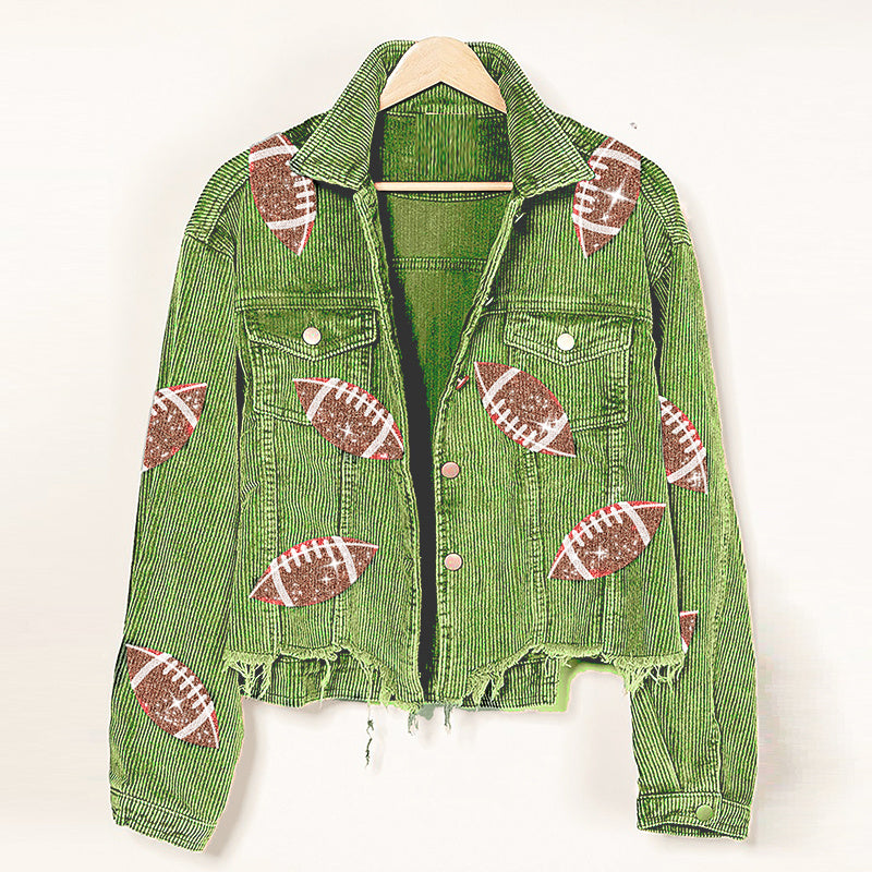 Rugby Print Baseball Jacket