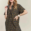 ADORA Floral Button-Up Mini Denim Dress