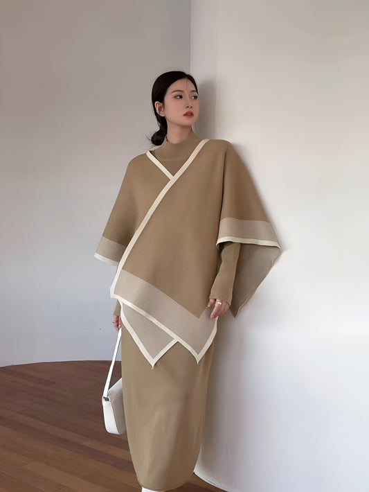 Ethereal Grace Cape Knit Dress